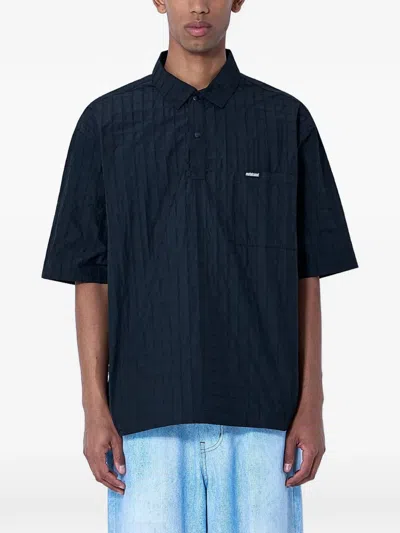 Metalwood Studio Snap Textured Polo Shirt In Black