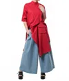 Metamorfosi Asymmetric Tunic Shirt In Red In Red