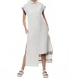 Metamorfosi Asymmetrical Linen Dress In Beige In Gray