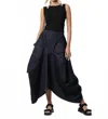 Metamorfosi Asymmetrical Long Dark Denim Skirt In Powder Blue In Multi