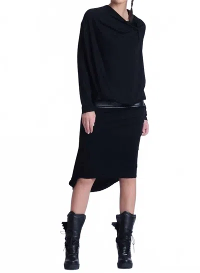 Metamorfosi Draped Long Sleeve Party Dress In Black