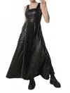 Metamorfosi Long Flare Vegan Leather Dress In Black In Black