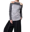 Metamorfosi Open Shoulders Long Sleeve Top In Gray In Gray