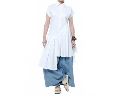 Metamorfosi Pleated Tunic Shirt In White