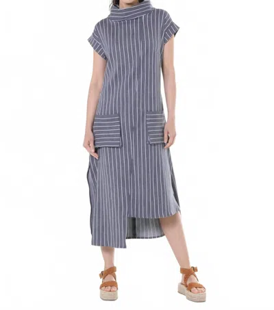 Metamorfosi Striped Denim Midi Dress In Powder Blue In Gray