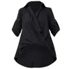 Metamorphoza Women's Oversize Black Shirt With Belt In Black