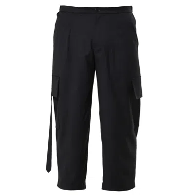 Metamorphoza Men's Black / Grey Men's Cropped Cargo Pants In Black
