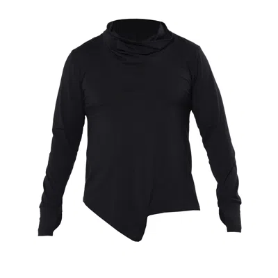 Metamorphoza Men's Black Men's Turtleneck Top With Thumbhole Sleeves