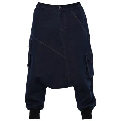 Metamorphoza Men's Blue Men's Drop Crotch Denim Pants
