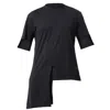 Metamorphoza Mens Cotton Asymmetrical T-shirt In Black In Black