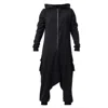 Metamorphoza Mens Cotton Hooded Jumpsuit In Black In Black