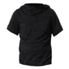 Metamorphoza Short Sleeve Hooded Top In Black In Black