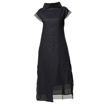 Metamorphoza Women's Asymetric Linen Dress In Black