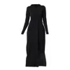 Metamorphoza Women's Asymmetric Black Hooded Dress In Black