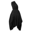 Metamorphoza Women's Asymmetric Black Skirt With Extravagant Detail In Black