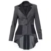 Metamorphoza Women's Asymmetric Blazer With Chiffon At The Back
