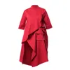 Metamorphoza Women's Asymmetric Loose Shirt In Red In Red