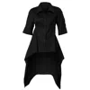 Metamorphoza Women's Asymmetric Shirt With Open Back In Black