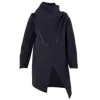 Metamorphoza Women's Asymmetrical Cotton Coat In Black In Blue