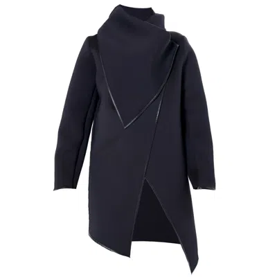 Metamorphoza Women's Asymmetrical Cotton Coat In Black In Blue