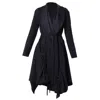 Metamorphoza Women's Black / Blue Long Belted Cardigan In Black In Blue