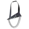 Metamorphoza Women's Black Extravagant Leather & Chain Necklace