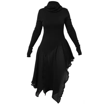 Metamorphoza Women's Black Long Asymmetrical Chiffon Tunic