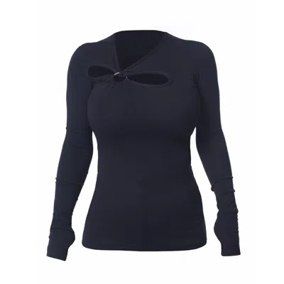 Metamorphoza Women's Black Metal Ring Detail Top