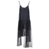 Metamorphoza Women's Black Satin Tunic With Tulle Layer In Black