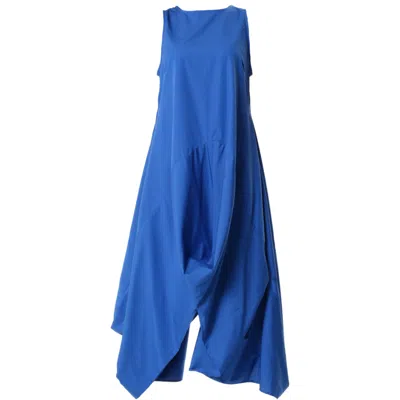 Metamorphoza Women's Blue / Red / Grey Asymmetric Sleeveless Dress In Blue