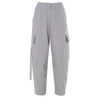 Metamorphoza Women's Denim Cargo Trousers In Grey In White