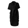 Metamorphoza Women's Extravagant Draped Black Tunic In Black