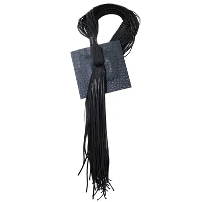 Metamorphoza Women's Extravagant Genuine Leather Necklace In Black