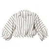 Metamorphoza Women's Green Oversize Linen Short Top On Khaki Stripes In Green