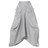 Metamorphoza Women's Grey Asymmetric Striped Denim Skirt In Gray