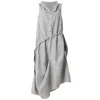 Metamorphoza Women's Grey Linen Dress With Asymmetric Hem In Grey
