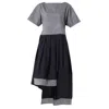 Metamorphoza Women's Grey Two-toned Asymmetrical Denim Tunic Dress In Gray
