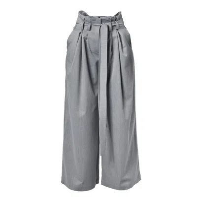 Metamorphoza Women's High-waist Belted Trousers In Grey