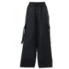 Metamorphoza Women's Linen Cargo Palazzo Trousers In Black