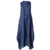Metamorphoza Women's Linen Hooded Dress In Blue In Blue