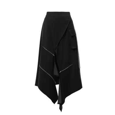 Metamorphoza Women's Long Asymmetric Zippers Skirt In Black