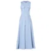 Metamorphoza Women's Long Denim Striped Dress In Light Blue In Blue