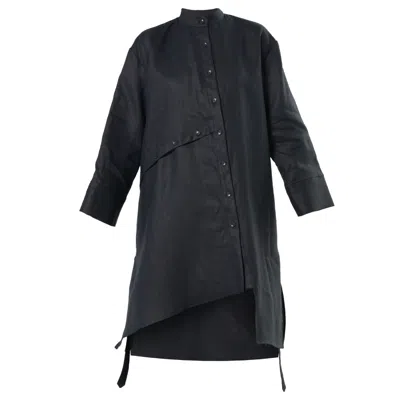 Metamorphoza Women's Long Linen Shirt In Black