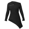 Metamorphoza Women's Long Sleeve Asymmetrical Top In Black In Black