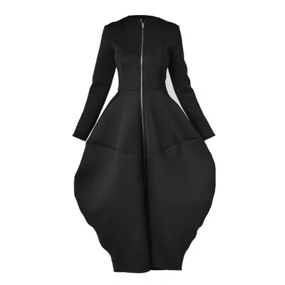 Metamorphoza Women's Long Zipper Neoprene Dress In Black