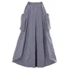 Metamorphoza Women's Maxi Striped Denim Skirt In Dark Blue