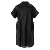 Metamorphoza Women's Midi Linen Dress With Side Pockets In Black In Black