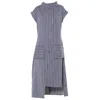 Metamorphoza Women's Midi Striped Denim Dress In Dark Blue