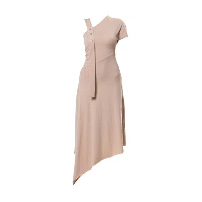 Metamorphoza Women's Neutrals Asymmetrical Summer Studded Dress In Beige