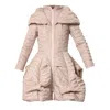 Metamorphoza Women's Neutrals Beige Puffer Coat With Large Collar In Beige